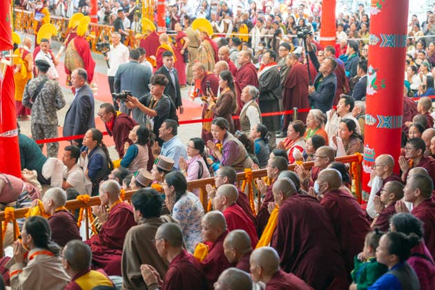 May 20, 2026, Palampur, Dharamshala, India: Tibetan in exile and tibetan followers watching to Tibetan spiritual Leader the Dalai Lama (not in picture) leaving the temple after end of a long life prayer offered to him by Central Dokham Chushi Gangdrug and Himalayan Buddhist Cultural Association at the Main Tibetan Temple in Mcleodganj, Dharamshala ..NOTE: EDITORIAL USE ONLY. Palampur India  - ZUMAb235 20260520_zip_b235_018 Copyright: xShaileshxBhatnagarx