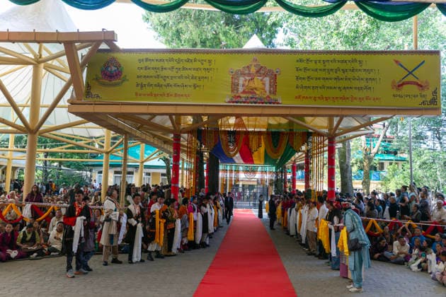 May 20, 2026, Palampur, Dharamshala, India: Members of Central Dokham Chushi Gangdrug and Himalayan Buddhist Cultural Association standing with ceremonial scarf to welcome Tibetan spiritual Leader the Dalai Lama during a Long Life Prayer offered to him by Central Dokham Chushi Gangdrug and Himalayan Buddhist Cultural Association at the Main Tibetan Temple in Mcleodganj, Dharamshala ..NOTE: EDITORIAL USE ONLY. Palampur India  - ZUMAb235 20260520_zip_b235_015 Copyright: xShaileshxBhatnagarx