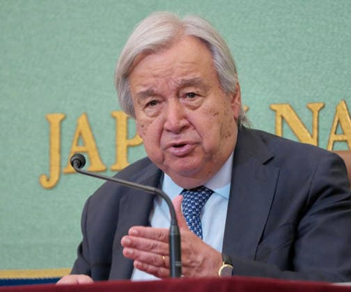 UN Secretary-General Antonio Guterres attend a press conference in Tokyo, Japan on Wednesday, May 20, 2026.  TKP2026052014 KEIZOxMORI