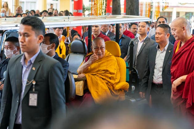 May 20, 2026, Palampur, Dharamshala, India: Tibetan spiritual Leader the Dalai Lama arriving in temple to attend a long life prayer offered to him by Central Dokham Chushi Gangdrug and Himalayan Buddhist Cultural Association at the Main Tibetan Temple in Mcleodganj, Dharamshala ..NOTE: EDITORIAL USE ONLY. Palampur India - ZUMAb235 20260520_zip_b235_012 Copyright: xShaileshxBhatnagarx