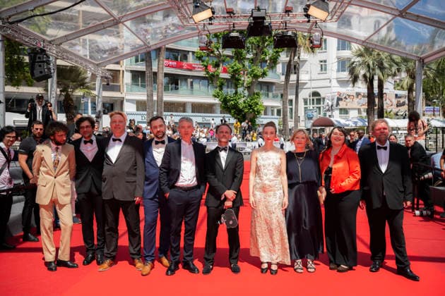 Cannes Notre Salut Red Carpert EB French actor Raphael Thiery, French actress Mathilde Abd El Kader, French actor Swann Arlaud, Belgian actress Sandrine Blancke, French director and screenwriter Emmanuel Marre, French lawyer Jean-Baptiste Marre, French actor and director Harpo Guit and French actor Frank Williams on the red carpet before the Notre Salut screening during the 79th annual Cannes Film Festival at Palais des Festivals on May 20, 2026 in Cannes, France. Photo by Eliot Blondet ABACAPRESS.COM Cannes France France  Copyright: xBlondetxEliot ABACAx