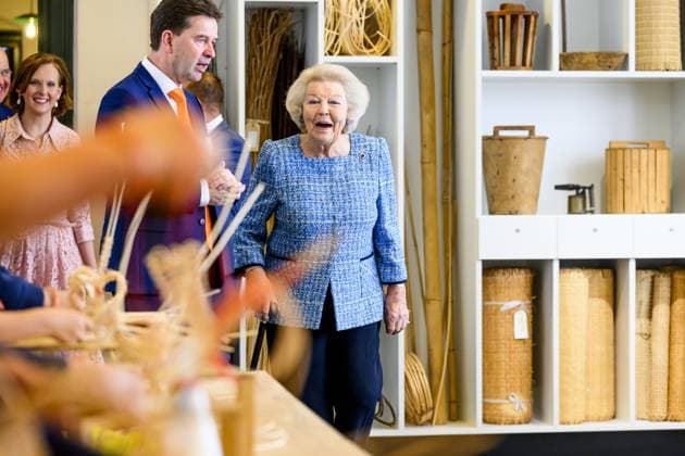 Noordwolde, The Netherlands, 2026-05-20 13:26:43 NOORDWOLDE, 20-05-2026, Princess Beatrix of the Basketry Museum visits the National Basketry Museum in Noordwolde. The museum is celebrating its 25th anniversary with a special Top 25 exhibition featuring remarkable woven works and contemporary applications of basketry. PHOTO: NLBeeld Patrick van Emst Credit: NL Beeld Patrick van Emst  Copyright: xx x