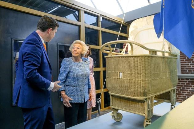 Noordwolde, The Netherlands, 2026-05-20 13:41:36 NOORDWOLDE, 20-05-2026, Princess Beatrix of the Basketry Museum visits the National Basketry Museum in Noordwolde. The museum is celebrating its 25th anniversary with a special Top 25 exhibition featuring remarkable woven works and contemporary applications of basketry. PHOTO: NLBeeld Patrick van Emst Credit: NL Beeld Patrick van Emst  Copyright: xx x
