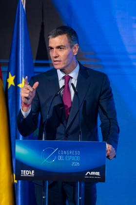 Pedro Sanchez at the official closing ceremony of the Space 2026 Congress in Madrid - 20 May 2026 The President of the Government, Pedro Sanchez speaks during the official closing ceremony of the Space 2026 Congress, at the Mutua Madrilena Auditorium. Madrid Spain Copyright: xAtilanoxGarciax xSOPAxImagesx photos19541
