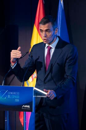 Pedro Sanchez at the official closing ceremony of the Space 2026 Congress in Madrid - 20 May 2026 The President of the Government, Pedro Sanchez speaks during the official closing ceremony of the Space 2026 Congress, at the Mutua Madrilena Auditorium. Madrid Spain Copyright: xAtilanoxGarciax xSOPAxImagesx photos19548