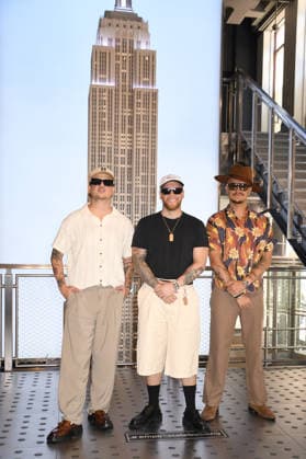 NEW YORK, NY- MAY 20: Pablo Mejia Bermudez, David Escobar Gallego and Juan David Huertas Clavijo of Piso 21 visit the Empire State Building on May 20, 2026 in New York City. Copyright: xmpi099 MediaPunchx