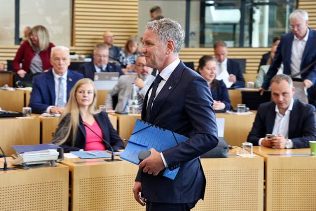 Plenum Thueringer Landtag 20.05.2026, Erfurt, Thueringer Landtag, 43.Plenarsitzung, im Bild: Fraktionsvorsitzender Bjoern Hoecke (AfD) *** Plenary session Thuringian state parliament 20 05 2026, Erfurt, Thuringian state parliament, 43 plenary session, in the picture parliamentary group leader Bjoern Hoecke AfD