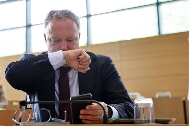 Plenum Thueringer Landtag 20.05.2026, Erfurt, Thueringer Landtag, 43.Plenarsitzung, im Bild: Ministerpraesident Mario Voigt (CDU) *** Plenary session Thuringian state parliament 20 05 2026, Erfurt, Thuringian state parliament, 43 plenary session, in the picture State Premier Mario Voigt CDU