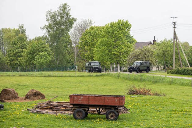 Gudžiu kaime Karo policija ir Lietuvos kariuomene ieöko drono. Gudžiai, 2026 m. Gegužes 20d. *** Military police and Lithuanian army search for a drone in Gudiai village Gudiai, 2026 May 20  Copyright: xx