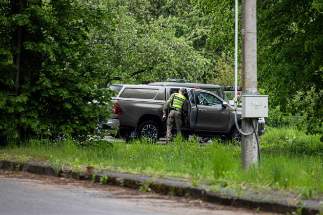 Gudžiu kaime Karo policija ir Lietuvos kariuomene ieöko drono. Gudžiai, 2026 m. Gegužes 20d. *** Military police and Lithuanian army search for a drone in Gudiai village Gudiai, 2026 May 20  Copyright: xx