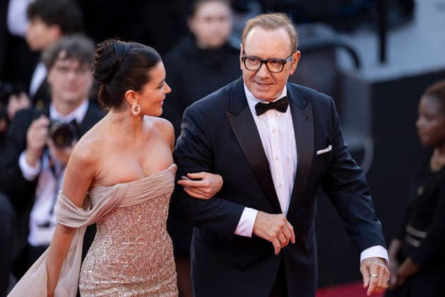 Cannes La Bataille de Gaulle L age de fer Red Carpert EB Model Via Lemann and US actor Kevin Spacey (L) arrive for the screening of the film La Bataille de Gaulle : L age de fer (De Gaulle: Tilting Iron) at the 79th edition of the Cannes Film Festival in Cannes, southern France on May 20, 2026.Photo by Eliot Blondet ABACAPRESS.COM Cannes France France  Copyright: xBlondetxEliot ABACAx