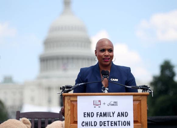 May 20, 2026, Washington, District Of Columbia, USA: Rep. Ayanna Pressley (D-MA) speaks during a Vigil outside the US Capitol calling for an end to child and family detention by ICE, hosted by the Read Them Home Initiative and Free Families Coalition, near the US Capitol in Washington, DC, USA, on May 20, 2026. The vigil featured 620 teddy bears and stuffed animals to represent the over 6,200 children arrested by ICE and denied a childhood since the start of the Trump Administration. Washington USA - ZUMAs337 20260520_znp_s337_014 Copyright: xGentxShkullakux