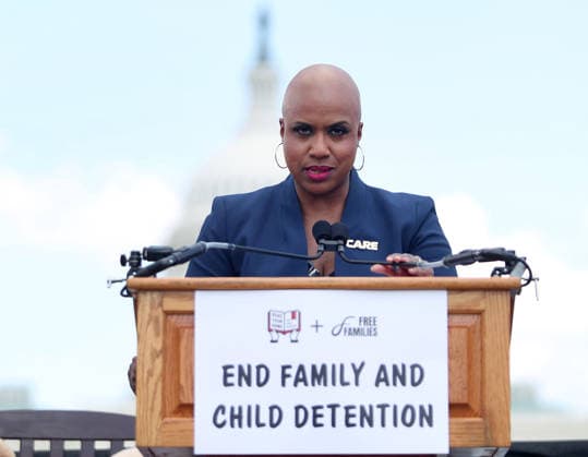 May 20, 2026, Washington, District Of Columbia, USA: Rep. Ayanna Pressley (D-MA) speaks during a Vigil outside the US Capitol calling for an end to child and family detention by ICE, hosted by the Read Them Home Initiative and Free Families Coalition, near the US Capitol in Washington, DC, USA, on May 20, 2026. The vigil featured 620 teddy bears and stuffed animals to represent the over 6,200 children arrested by ICE and denied a childhood since the start of the Trump Administration. Washington USA - ZUMAs337 20260520_znp_s337_015 Copyright: xGentxShkullakux