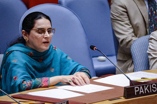 May 20, 2026, New York, New York, USA: SAIMA SALEEM, Counsellor at the Permanent Mission of Pakistan to the United Nations and PakistanÃ¢â‚¬â ¢s first visually impaired civil servant to address the United Nations General Assembly, reads from braille while addressing the UN Security Council during an open debate on the Protection of Civilians in Armed Conflict at UNHQ. New York USA - ZUMAo116 20260520_znp_o116_022 Copyright: xBiancaxOterox