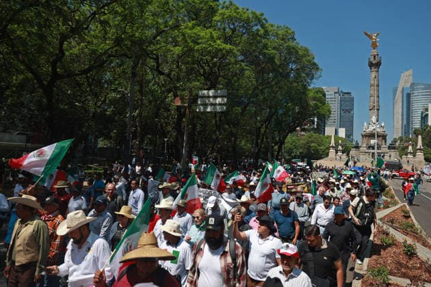Transport workers and farmers lead rally in Mexico City MEXICO CITY, MEXICO - MAY 20: Transport workers and farmers hold Mexican flags as they take part in a rally to demand more security on highways, in Mexico City, Mexico on May 20, 2026. Under the slogan Without support for farmers, there will be no World Cup, hundreds of transport workers and farmers from several states across Mexico gathered to demand greater security nationwide, particularly on highways where criminal activity has increased, as well as more government support for the agricultural sector. Daniel Cardenas Anadolu Mexico City Mexico. Editorial use only. Please get in touch for any other usage.  Copyright: x2026xAnadoluxDanielxCardenasx