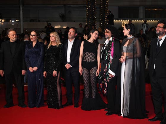 IPA84916770 - Cannes, 79th Cannes Film Festival 2025 - evening 9. red carpet ELASTIC ROME Pictured: Thomas Verhaeghe, Mathieu Verhaeghe, Franco Nero, Ornella Muti, Bertrand Mandico, Isabella Ferrari, NoÃ mie Merlant and Marion Cotillard  Copyright: xManuelexMangiarottix xPoolxPhotoxEventsx07x 84916770