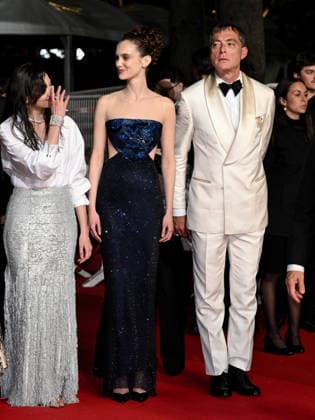 IPA84916925 - Cannes, 79th Cannes Film Festival 2025 - evening 9. red carpet Rome Elastic . Pictured are Martina Lamanna, Maurizio Lombardi, Martina Scrinzi  Copyright: xSimonexComix xPoolxPhotoxEventsx07x 84916925