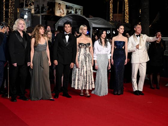 IPA84916927 - Cannes, 79th Cannes Film Festival 2025 - evening 9. red carpet Rome Elastic . Pictured are Josephine Thiesen, Tea Falco, Martina Scrinzi  Copyright: xSimonexComix xPoolxPhotoxEventsx07x 84916927