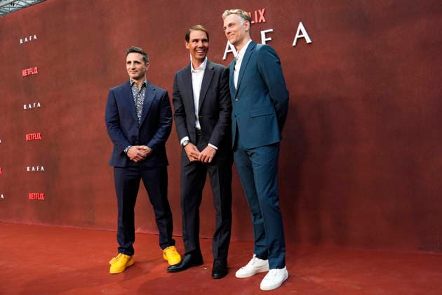 Diego Avalos, Rafa Nadal and Zach Heinzerling attend RAFA premiere. May 20, 2026. (20260521334)