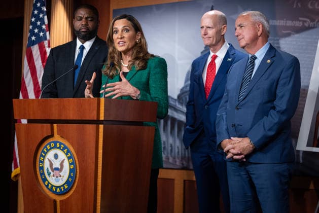 Florida GOP holds press conference on Cuba WASHINGTON, DC - MAY 20: Congresswoman Maria Salazar (2nd L) speaks at a press conference with Senator Rick Scott (2nd R), Congressman Byron Donalds (L), and Congressman Carlos Gimenez (R) to discuss the Department of Justice’s indictment of Raul Castro, at the U.S. Capitol in Washington, DC on May 20, 2026. Nathan Posner Anadolu Washington United States. Editorial use only. Please get in touch for any other usage.  Copyright: x2026xAnadoluxNathanxPosnerx