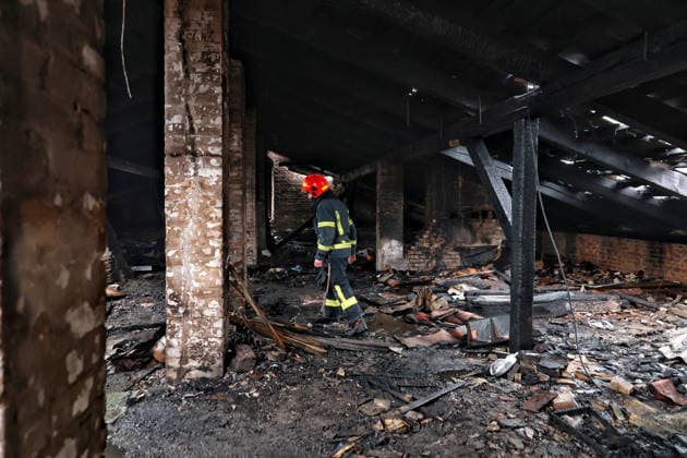 RECORD DATE NOT STATED A firefighter works to eliminate the aftermath of a Russian drone attack in Odesa, Ukraine, on May 18, 2026. As a result of a massive overnight attack by Russian strike drones, several residential buildings in the Prymorskyi and Kyivskyi districts sustained significant damage. Roofs of three-storey buildings were destroyed, while a one-storey house was ruined in another area. Buildings of a city lyceum and a kindergarten were also damaged. Two people, an 11-year-old boy and a 59-year-old man, were injured (Photo by Nina Liashonok Ukrinform) Russian drone attack on Odesa leaves people injured  Copyright: xNinaxLiashonokx