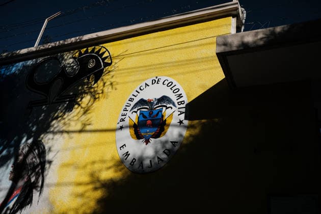 Bolivian Foreign Minister holds a press conference La PAZ, BOLIVIA - MAY 20: Photograph showing the Colombian coat of arms at the embassy located in La Paz, Bolivia, on May 20, 2026. Jorge Mateo Romay Salinas Anadolu La Paz Bolivia. Editorial use only. Please get in touch for any other usage.  Copyright: x2026xAnadoluxJorgexMateoxRomayxSalinasx