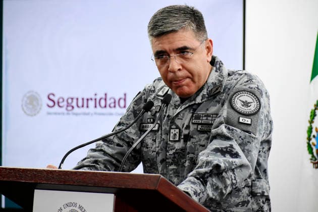 Mexico s Secretary of Security, Omar Garcia Harfuch News Conference Commander of the National Guard, Guillermo Briseno Lobera, speaks during a press conference about the latest arrests in the State of Morelos, related to extortion and organized crime. on May 20, 2026 in Mexico City, Mexico. (Photo by Luis Barron Eyepix Group). Copyright: xLuisxBarronx xEyepixxGroupx LB_20052026_184554