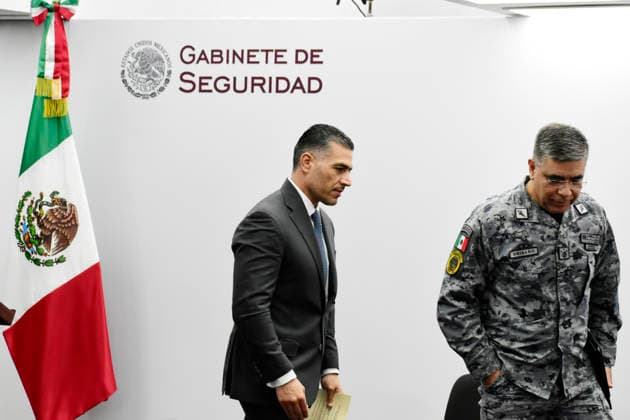 Mexico s Secretary of Security, Omar Garcia Harfuch News Conference Secretary of Security and Citizen Protection, Omar Garcia Harfuch and the Commander of the National Guard, Guillermo Briseno Lobera, during a press conference for the latest arrests in the State of Morelos, related to extortion and organized crime. on May 20, 2026 in Mexico City, Mexico. (Photo by Luis Barron Eyepix Group). Copyright: xLuisxBarronx xEyepixxGroupx LB_20052026_184556