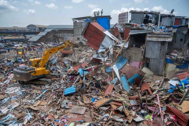 MUMBAI, INDIA - MAY 20: JCB machines in action on second day of an anti-encroachment drive on railway land at Garib Nagar slum in Bandra East on May 20, 2026 in Mumbai, India. (Photo by Satish Bate Hindustan Times) Second Day Of Demolition Drive At Bandra Garib Nagar