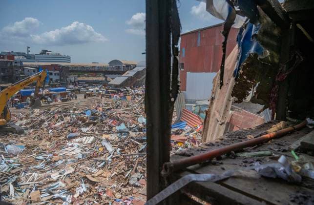 MUMBAI, INDIA - MAY 20: JCB machines in action on second day of an anti-encroachment drive on railway land at Garib Nagar slum in Bandra East on May 20, 2026 in Mumbai, India. (Photo by Satish Bate Hindustan Times) Second Day Of Demolition Drive At Bandra Garib Nagar