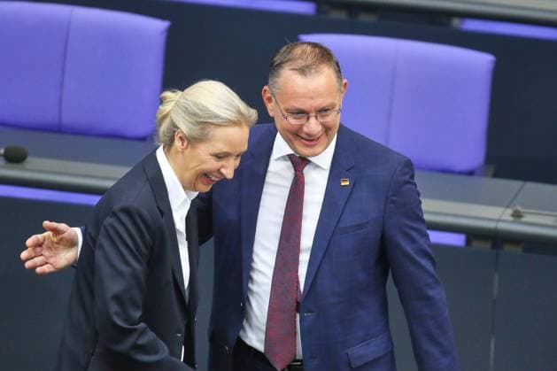 Berlin, Deutschland, 21.05.2026: Deutscher Bundestag: 80. Bundestagssitzung: Alice Weidel und Tino Chrupalla, beide AfD *** Berlin, Germany, 21 05 2026 German Bundestag 80 Bundestag session Alice Weidel and Tino Chrupalla, both AfD Copyright: xdtsxNachrichtenagenturx dts_119698