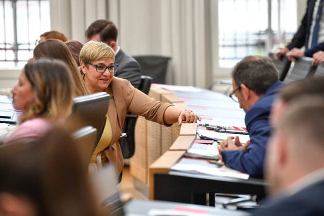 Es fand die Plenarsitzung im Saarbrücker Landtag am Mittwoch (20.05.2026) statt. Im Bild: Sevim Kaya-Karadag, MdL (SPD) *** The plenary session took place in the Saarbrücken state parliament on Wednesday 20 05 2026 In the picture Sevim Kaya Karadag, MdL SPD bub