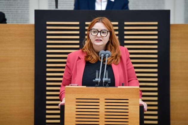 Es fand die Plenarsitzung im Saarbrücker Landtag am Mittwoch (20.05.2026) statt. Im Bild: Alexandra Becker, MdL (SPD). *** The plenary session took place in the Saarbrücken state parliament on Wednesday 20 05 2026 In the picture Alexandra Becker, MdL SPD bub
