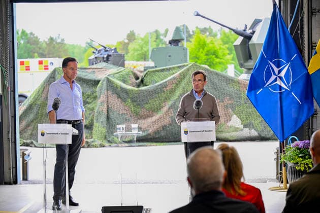 Mark Rutte, Secretary General of NATO, and Ulf Kristersson, Prime Minister of Sweden, hold a press conference during a visit to the Swedish Civil Defence and Resilience Agency in Revinge, Lund, in Sweden on May 21, 2026, as part of the NATO meeting in Helsingborg, Sweden, May 21-22 2026. REVINGE SWEDEN x50090x *** Mark Rutte, Secretary General of NATO, and Ulf Kristersson, Prime Minister of Sweden, hold a press conference during a visit to the Swedish Civil Defence and Resilience Agency in Revinge, Lund, in Sweden on May 21, 2026, as part of the NATO meeting in Helsingborg, Sweden, May 21 22 2026 REVINGE SWEDEN x50090x  Copyright: xJohanxNilsson TTx NATO FOREIGN MINISTERS MEETING SWEDEN 49LcEhF5nfE
