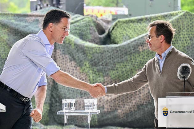 Mark Rutte, Secretary General of NATO, and Ulf Kristersson, Prime Minister of Sweden, hold a press conference during a visit to the Swedish Civil Defence and Resilience Agency in Revinge, Lund, in Sweden on May 21, 2026, as part of the NATO meeting in Helsingborg, Sweden, May 21-22 2026. REVINGE SWEDEN x50090x *** Mark Rutte, Secretary General of NATO, and Ulf Kristersson, Prime Minister of Sweden, hold a press conference during a visit to the Swedish Civil Defence and Resilience Agency in Revinge, Lund, in Sweden on May 21, 2026, as part of the NATO meeting in Helsingborg, Sweden, May 21 22 2026 REVINGE SWEDEN x50090x  Copyright: xJohanxNilsson TTx NATO FOREIGN MINISTERS MEETING SWEDEN yxljle2fIBI