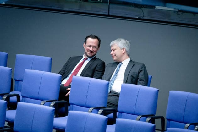 Bundestag, Steffen Bilger, CDU, Dirk Wiese, SPD Reichstagsgebäude, Bundestag, Sitzungswoche, Steffen Bilger, CDU, Dirk Wiese, SPD Berlin Berlin GER *** Bundestag, Steffen Bilger, CDU, Dirk Wiese, SPD Reichstag building, Bundestag, session week, Steffen Bilger, CDU, Dirk Wiese, SPD Berlin Berlin GER