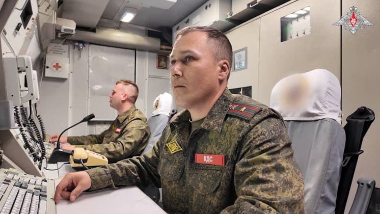 MAY 21, 2026: A RS-24 Yars missile system crew takes part in a nuclear exercise held by the Russian and Belarusian Armed Forces. Video grab. Best quality available. Russian Defence Ministry TASS  92831828