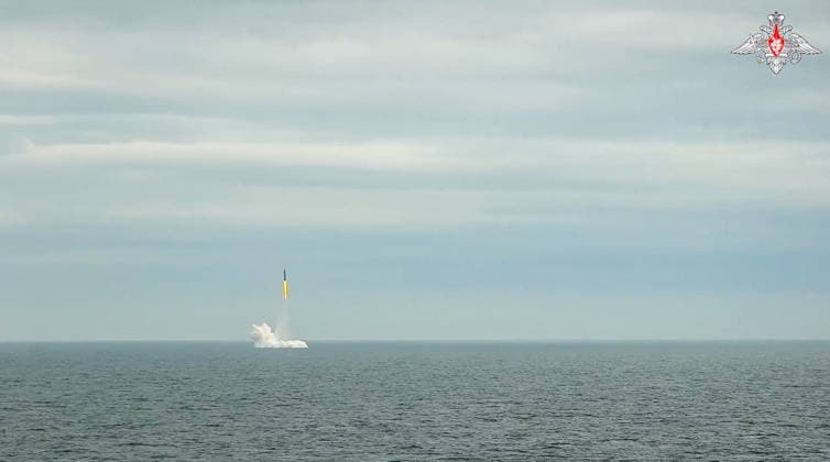 MAY 21, 2026: A crew of the Russian Northern Fleet s nuclear submarine launches Sineva ballistic missiles during a nuclear exercise held by the Russian and Belarusian Armed Forces. Video grab. Best quality available. Russian Defence Ministry TASS  92832794
