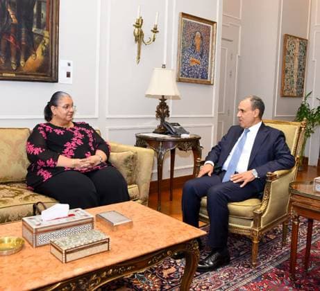 News Bilder des Tages Egyptian Foreign Minister Badr Abdel-Aty met with the Special Representative of the UN Secretary-General for Libya and Head of the United Nations Support Mission in Libya (UNSMIL), Hanna Tetteh Egyptian Foreign Minister Badr Abdel-Aty met with the Special Representative of the UN Secretary-General for Libya and Head of the United Nations Support Mission in Libya (UNSMIL), Hanna Tetteh, during an official visit to Libya on May 21, 2020. Photo by Egyptian press Office apaimages Cairo Cairo Egypt 210526_Libya_EPO_00(3) Copyright: xapaimagesxEgyptianxPresidentxOfficex xapaimagesx