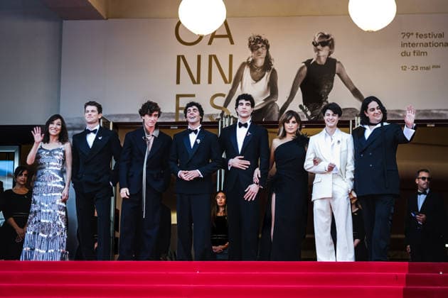 Red Carpet for La Bola Negra on Thursday 21 May 2026 Lola Duenas, Miguel Bernardeau, Guitarricadelafuente, Javier Ambrossi, Javier Calvo, PenÃ lope Cruz, Milo Quifes and Carlos Gonzalez seen on the Red Carpet for La Bola Negra during the 79th annual Cannes Film Festival on Thursday 21 May 2026 at Palais des Festivals, Cannes. ., Credit:Julie Edwards Avalon  Copyright: xJuliexEdwardsx xAvalonx 1103048958