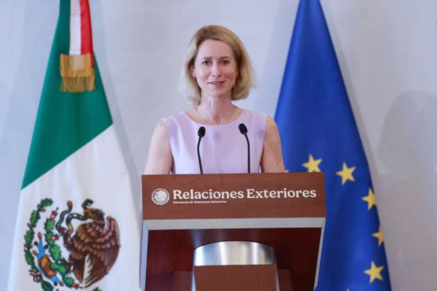 Kaja Kallas official visit to Mexico MEXICO CITY, MEXICO - MAY 21: Kaja Kallas, High Representative of the European Union for Foreign Affairs and Security Policy, speaks during a press conference, at the Secretariat of Foreign Affairs (SRE) , in Mexico City, Mexico on May 21, 2026. The press conference was held in the framework of the official visit of Kaja Kallas to Mexico for the 8th Mexico–European Union Summit. Daniel Cardenas Anadolu Mexico City Mexico. Editorial use only. Please get in touch for any other usage.  Copyright: x2026xAnadoluxDanielxCardenasx