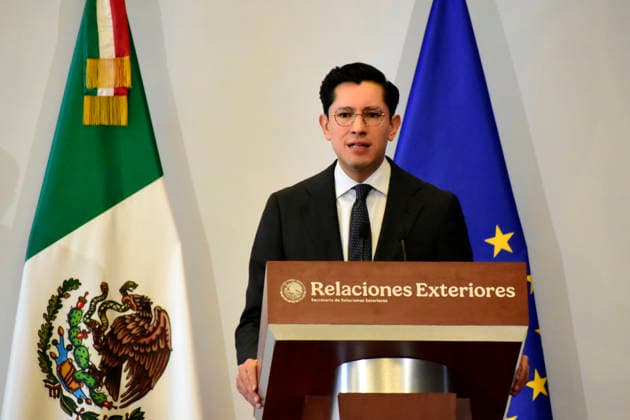MexicoÃ¢â‚¬â ¢s Foreign Minister Roberto Velasco Alvarez speaks during a press conference at the Ministry of Foreign Affairs, as part of the framework of the official visit of Kaja Kallas to Mexico for the 8th EU-Mexico Summit. on May 21, 2026 in Mexico City, Mexico. Mexico City Mexico - ZUMAe321 20260521_zia_e321_008 Copyright: xLuisxBarronx