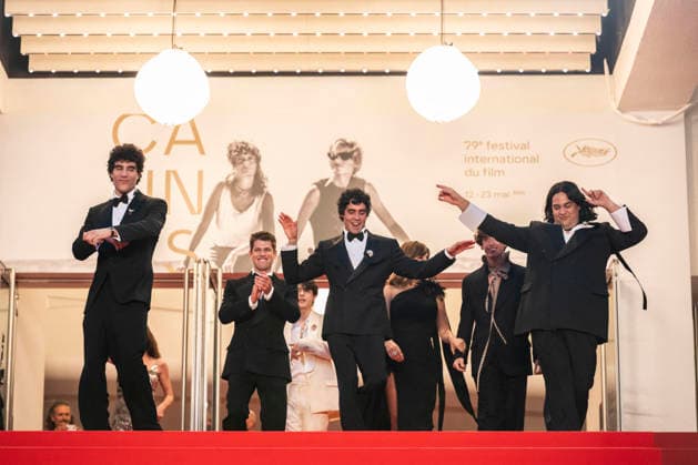 Cannes La Bola Negra Red Carpet EB Lola Duenas, Miguel Bernardeau, Javier Calvó, Javier Ambrossi, Penélope Cruz, Milo Quifes, Guitarricadelafuente and Carlos González depart the La Bola Negra screening during the 79th annual Cannes Film Festival at Palais des Festivals on May 21, 2026 in Cannes, France.Photo by Eliot Blondet ABACAPRESS.COM Cannes France France  Copyright: xBlondetxEliot ABACAx