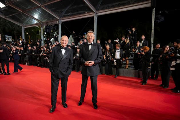 Cannes Coward Red Carpet EB Michel Denisot and Pierre Lescure attend the Coward screening during the 79th annual Cannes Film Festival at Palais des Festivals on May 21, 2026 in Cannes, France. Photo by Eliot Blondet ABACAPRESS.COM Cannes France France  Copyright: xBlondetxEliot ABACAx