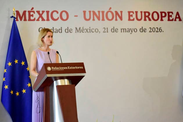 Kaja Kallas Officiall Visit To Mexico Kaja Kallas, High Representative of the European Union for Foreign Affairs and Security Policy, speaks during a press conference at the Ministry of Foreign Affairs, as part of the framework of the official visit of Kaja Kallas to Mexico for the 8th EU-Mexico Summit. on May 21, 2026 in Mexico City, Mexico. (Photo by Luis Barron Eyepix Group) Copyright: xLuisxBarronx xEyepixxGroupx LB_21052026_184574