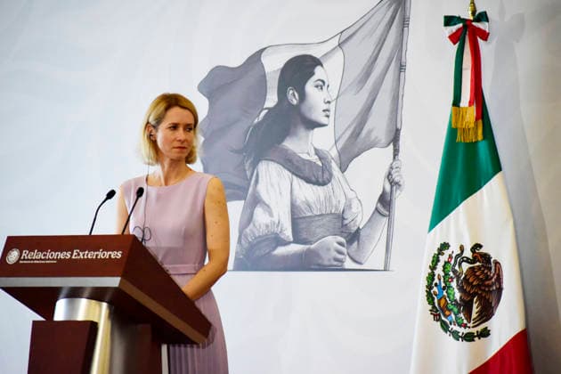 Kaja Kallas, High Representative of the European Union for Foreign Affairs and Security Policy, speaks during a press conference at the Ministry of Foreign Affairs, as part of the framework of the official visit of Kaja Kallas to Mexico for the 8th EU-Mexico Summit. on May 21, 2026 in Mexico City, Mexico. Mexico City Mexico - ZUMAe321 20260521_zia_e321_020 Copyright: xLuisxBarronx