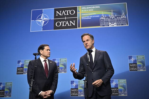 HELSINGBORG , SWEDEN 20260522 NATO Secretary General Mark Rutte and US Secretary of State Marco Rubio make statements at the NATO Foreign Ministers meeting at Sea U in Helsingborg, Sweden 22th May 2026. HELSINGBORG SWEDEN x50090x *** HELSINGBORG , SWEDEN 20260522 NATO Secretary General Mark Rutte and US Secretary of State Marco Rubio make statements at the NATO Foreign Ministers meeting at Sea U in Helsingborg, Sweden 22th May 2026 HELSINGBORG SWEDEN x50090x  Copyright: xJohanxNilsson TTx NATO FOREIGN MINISTERS MEETING SWEDEN QslwZnrtCoE