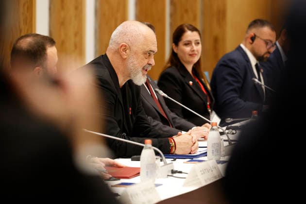 May 22, 2026, Tokyo, Japan: Albanian Prime Minister Edi Rama speaks during a meeting with Japanese Prime Minister Sanae Takaichi (not in picture) at the prime minister s official residence in Tokyo. Prime Minister Rama is currently in Japan on an official working visit. Tokyo Japan  - ZUMAm191 20260522_aap_m191_008 Copyright: xRodrigoxReyesxMarinx