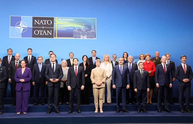 NATO Foreign Ministers Meeting in Sweden??????? HELSINGBORG, SWEDEN - MAY 22: Leaders pose for a family photo ahead of the NATO Foreign Ministers Meeting in Helsingborg, Sweden on May 22, 2026. Dursun Aydemir Anadolu Helsingborg Sweden. Editorial use only. Please get in touch for any other usage.  Copyright: x2026xAnadoluxDursunxAydemirx