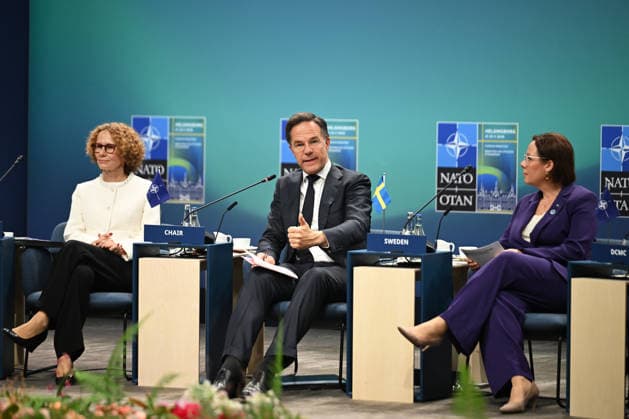 NATO Foreign Ministers Meeting HELSINGBORG, SWEDEN - MAY 22: NATO Secretary General Mark Rutte (C), NATO Deputy Secretary General Radmila Shekerinska (L), and Swedish Foreign Minister Maria Malmer Stenergard (R) attend the North Atlantic Council Foreign Ministers Session during the NATO Foreign Ministers Meeting in Helsingborg, Sweden, on May 22, 2026. Dursun Aydemir Anadolu Helsingborg Sweden. Editorial use only. Please get in touch for any other usage.  Copyright: x2026xAnadoluxDursunxAydemirx